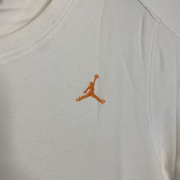 JORDAN Men’s White V Neck 100% Cotton T Shirt with Jumpman Logo Size L - Picture 3 of 9